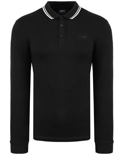 Armani Jeans Black Polo Shirt Cotton
