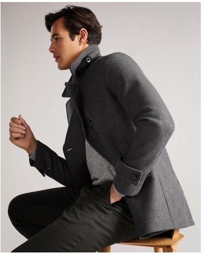 Ted Baker Grilldd Wool Peacoat - Grey