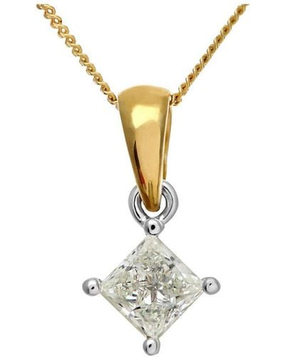 DIAMANT L'ÉTERNEL 18Ct 1/2 Carat J/I Certified Princess Cut Diamond Solitare Pendant + Chain - Metallic