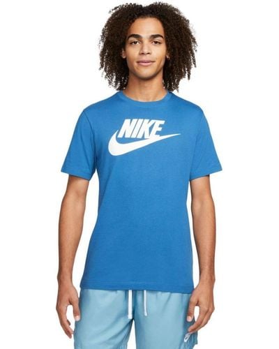 Nike Swoosh Futura T Shirt - Blue