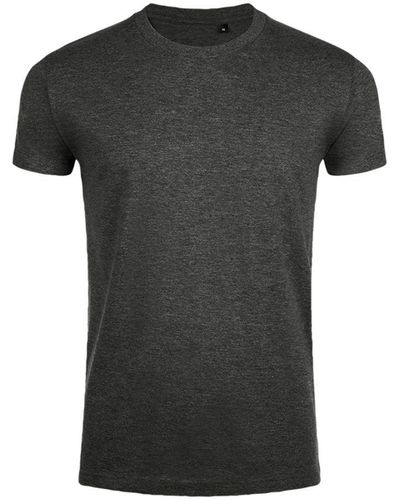 Sol's Imperial Slim Fit T-shirt Met Korte Mouwen (houtskool Mergel) - Zwart