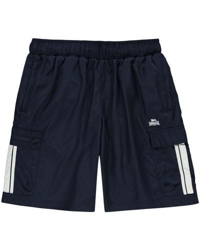 Lonsdale London Cargo Shorts Comfortable Fit Lightweight Mesh Lining Sport Bottoms - Blue