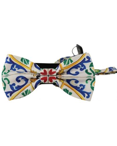 Dolce & Gabbana Majolica Print Adjustable Bow Tie - Blue