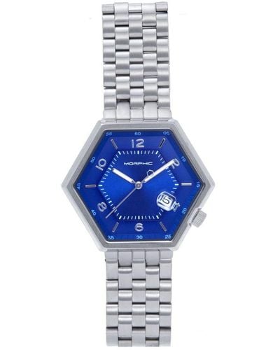 Morphic M96 Series Bracelet Watch W/date Stainless Steel - Blue