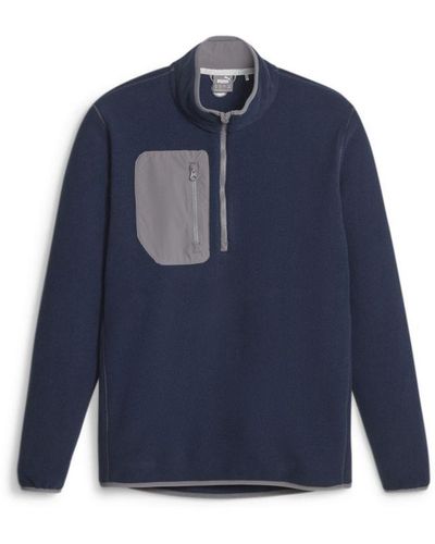 PUMA Golf Quarter-Zip Long Sleeve Fleece Top - Blue