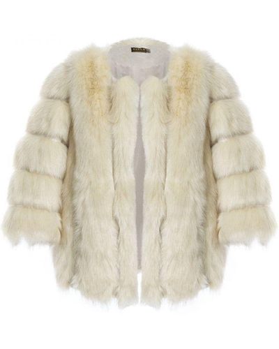 Jayley Faux Fur Ribbed Coat - White