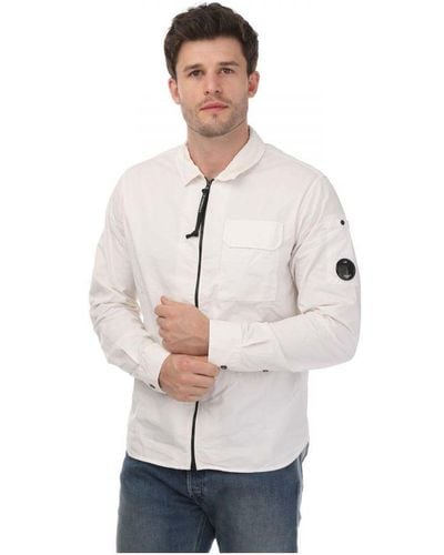 C.P. Company Gabardine Zipped Overshirt - White