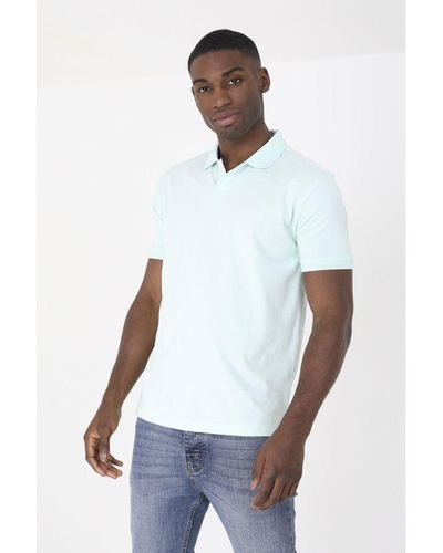 Brave Soul 'Dominican' Short Sleeve Jacquard Trim Polo Shirt Cotton - White
