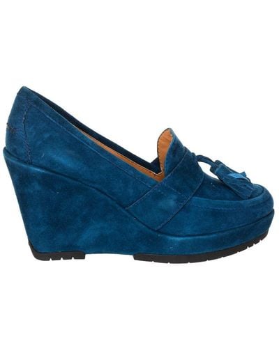 Geox Womenss Leather Wedge Moccasin D2441D-00021 - Blue