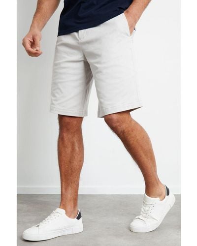 Threadbare Off 'Misty' Longer Length Cotton Twill Chino Shorts With Stretch - Blue