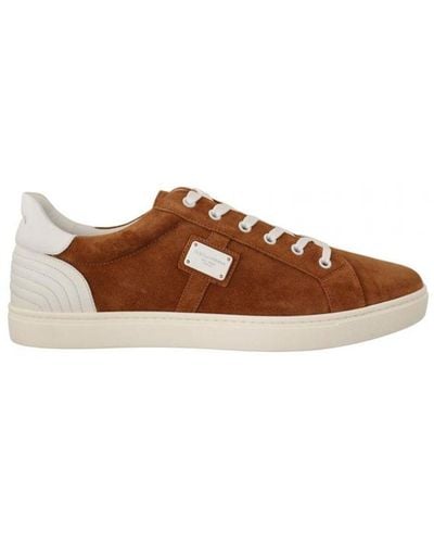 Dolce & Gabbana Suede Leather Low Tops Trainers Shoes - Brown