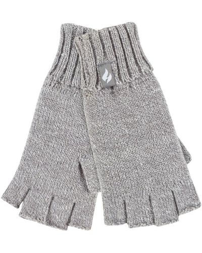 Heat Holders Ladies Solid Knitted Fingerless Gloves - Grey