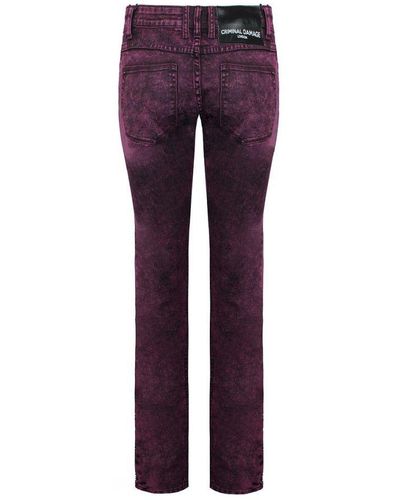 Criminal Damage Skinny Fit Acid Wash Jeans Cotton - Purple