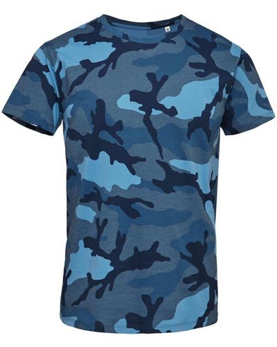 Sol's Camo T-shirt Met Korte Mouwen (blauwe Camo)