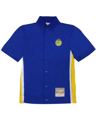 Mitchell & Ness Golden State Warriors Nba Packable Nylon Shooting Shirt - Blue