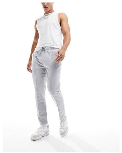 ASOS Slim Cord Trousers With Pin Tucks - White
