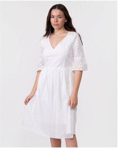 BOSS Casual Abroidita Dress - White