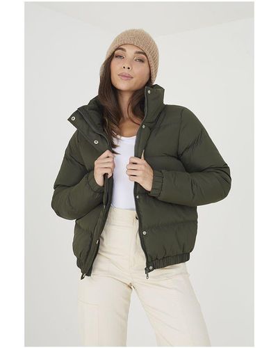 Brave Soul 'Slay' Funnel Neck Padded Puffer Jacket - White