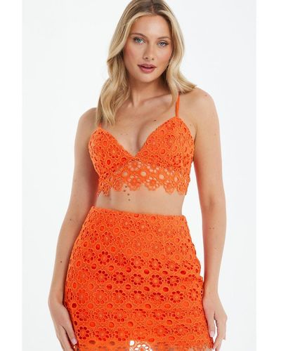 Quiz Crochet Crop Top - Orange