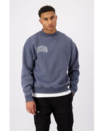 BLACK BANANAS Embroidered Arch Sweater In Grijs - Blauw