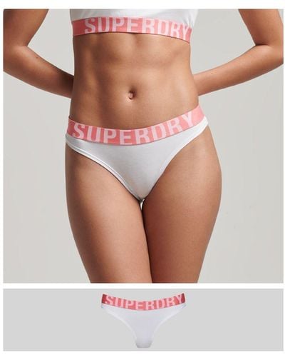 Superdry Organic Cotton Large Logo Bikini Briefs - White
