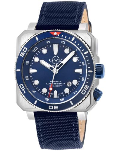 Gv2 Xo Submarine 4542 Swiss Automatic, Sellita Sw200 Movement Genuine Canvas Watch Luminous - Blue