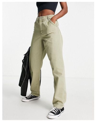 ASOS Slouchy Straight Leg Trousers - Green