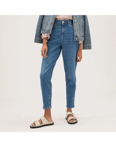 Marks & Spencer M&s The Mom Jeans Blue Cotton