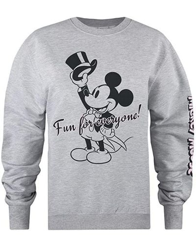 Disney Ladies Showtime Fun For Everyone Mickey Mouse Sweatshirt (Sports) - Grey