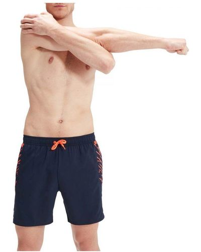 Speedo Sport Bedrukte 16 Inch Watershort In Marine Oranje - Blauw