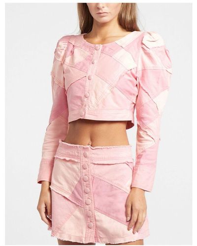 LoveShackFancy Womenss Love Shack Fancy Eleora Crop Jacket - Pink
