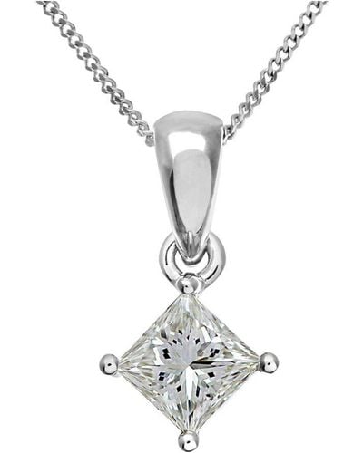 DIAMANT L'ÉTERNEL 18Ct 3/4 Carat J/I Certified Princess Cut Diamond Solitare Pendant + Chain - White