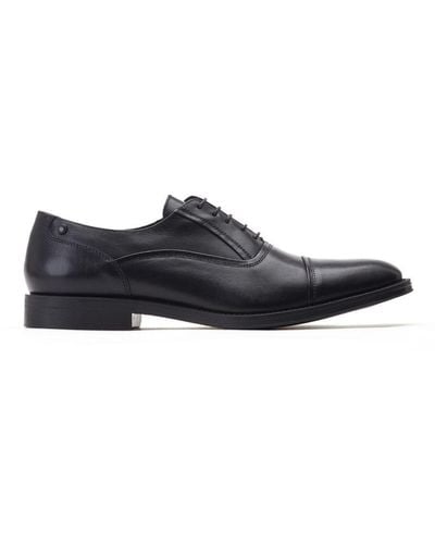 Base London Wilson Waxy Leather Oxford Shoes - Black