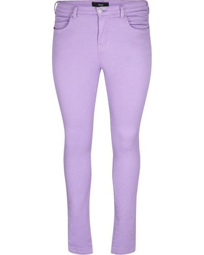 Zizzi High Waist Super Slim Fit Amy Jeans Lilac - Paars