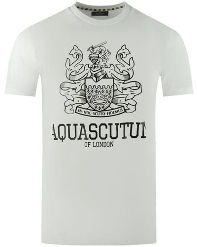Aquascutum Large Bold London Aldis Brand Logo T-Shirt - White