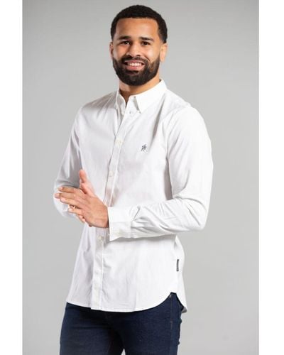 French Connection Cotton Long Sleeve Oxford Shirt - Grey