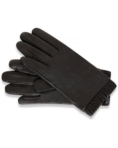 Barneys Originals Leather Gloves With Elasticated Cuff - Black