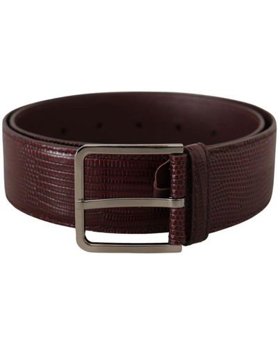 Dolce & Gabbana Calf Leather Wide Logo Engraved Buckle Belt - Brown