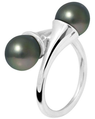 Blue Pearls Pearls 8Mm Double Tahitian And 925 Sterling Ring - White