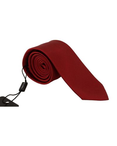 Dolce & Gabbana 100% Silk Adjustable Solid Print Necktie - Red