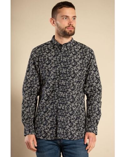 French Connection Black Cotton Long Sleeve Floral Shirt