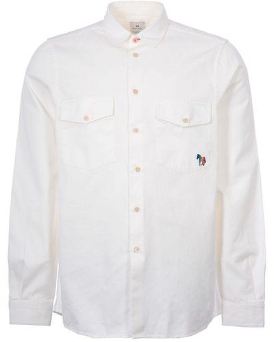 Paul Smith Men's Embroided Zebra Logo Overshirt In White - Wit