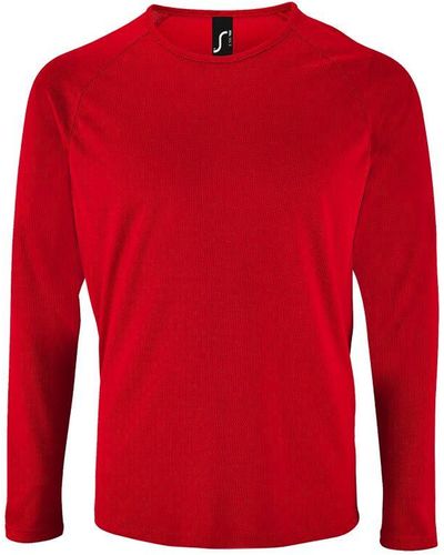 Sol's Sportief T-shirt Met Lange Mouwen (rood)