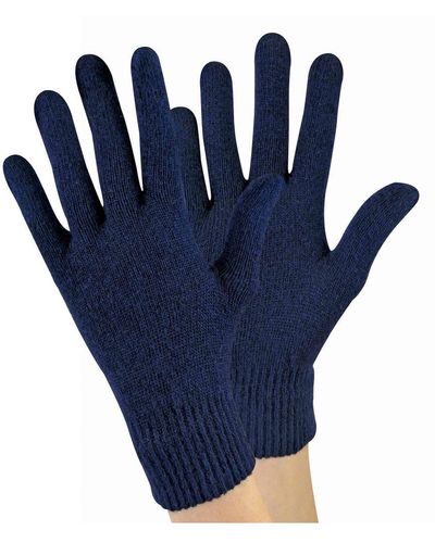Sock Snob Dames Gebreide Thermo Wolmix Magische Handschoenen - Blauw