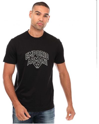 Armani Geborduurd Logo T-shirt In Zwart