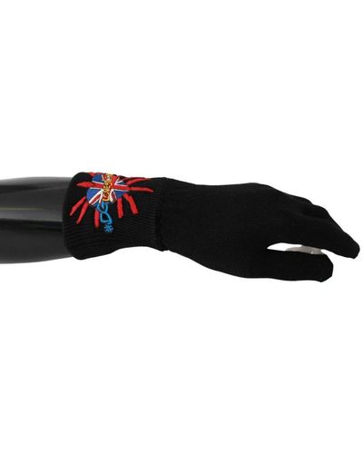 Dolce & Gabbana #Dgloveslondon Embroidered Wool Gloves - Black