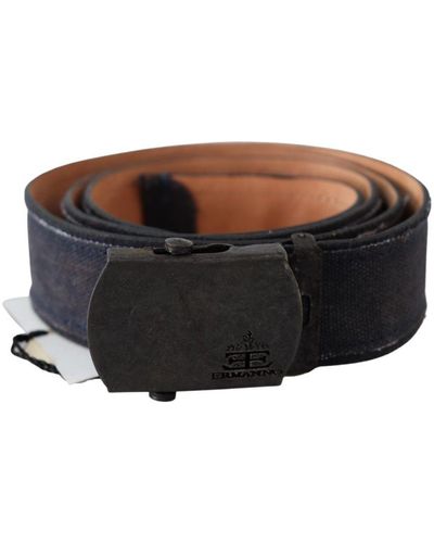 Ermanno Scervino Blue Leather Ratchet Buckle Belt - Black
