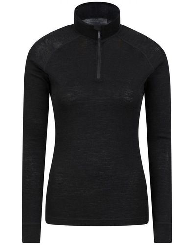 Mountain Warehouse Ladies Merino Wool Zip Neck Thermal Top () - Black