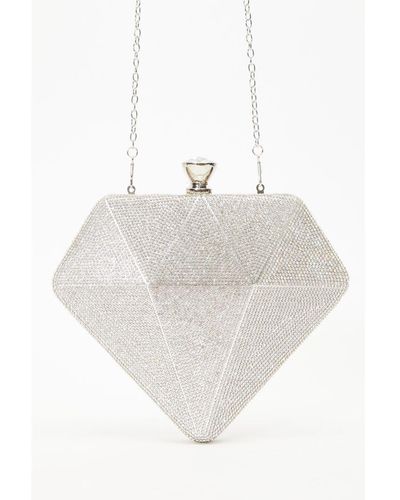 Quiz Silver Diamond Bag - White