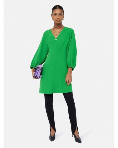 Jigsaw Textured Short Dress - Green